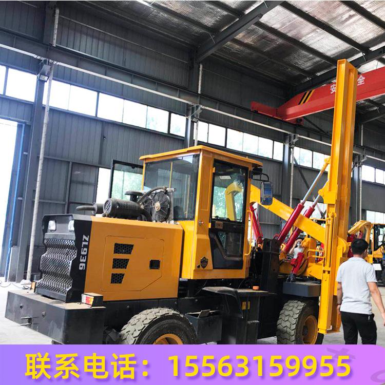 供应护栏打桩机 公路波形护栏钻孔机 铲车式护栏打桩机