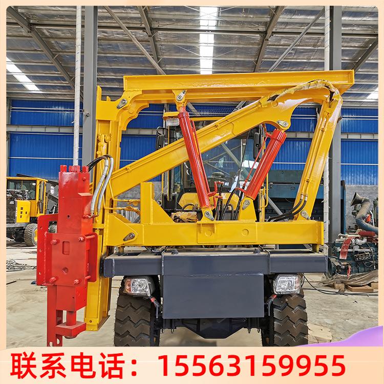 小型高速公路护栏打桩机 轮式护栏打桩机 装载机打桩拔桩设备