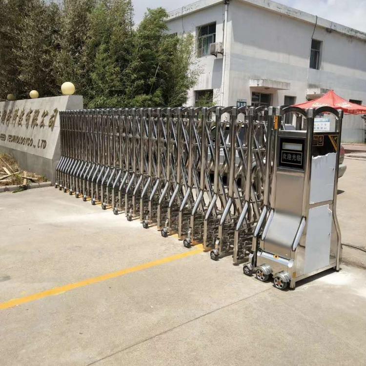 厂家不锈钢伸缩门 学校遥控电动门 工厂伸缩大门 铝合金智能伸缩折叠门