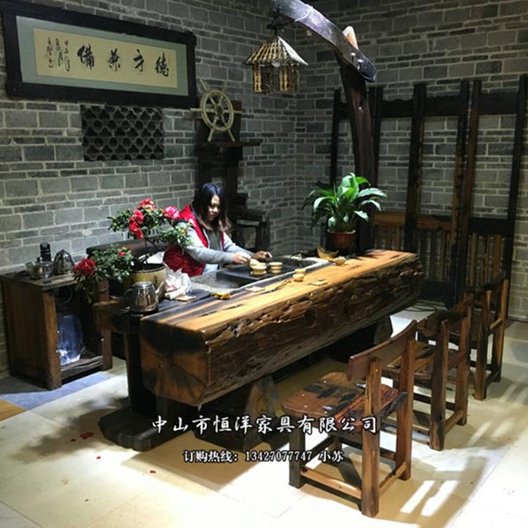 恒洋家具老船木茶桌椅组合家具沉船木家具古船木家具直销批发