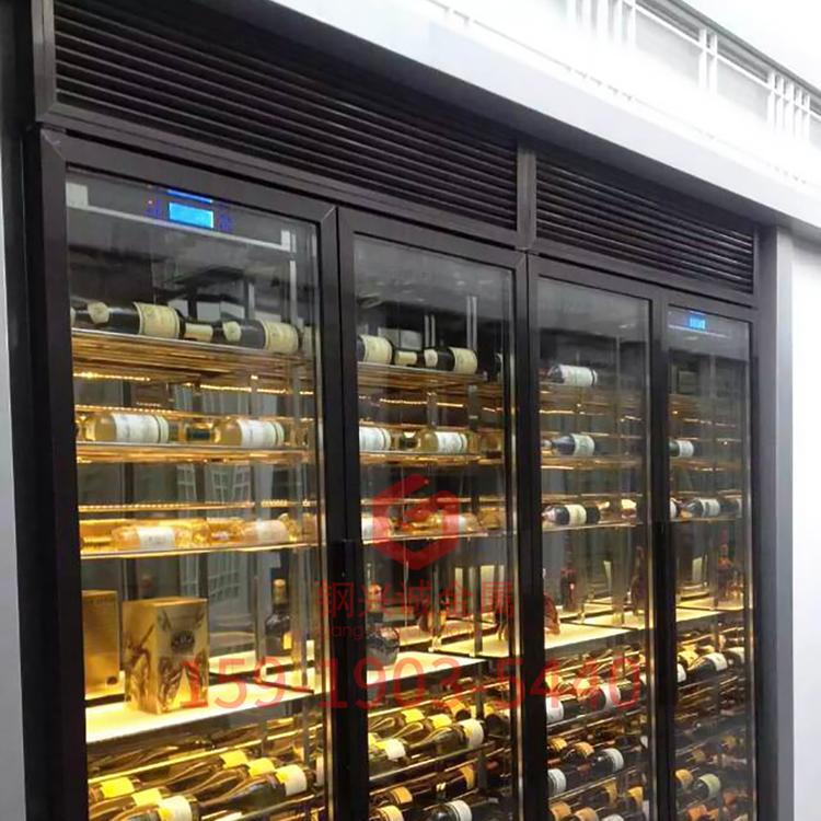 不锈钢恒温酒架 红酒架 酒店高档名酒展示柜
