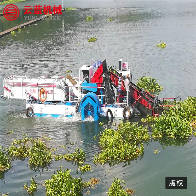 小型水葫芦打捞船  半自动水葫芦粉碎打捞船