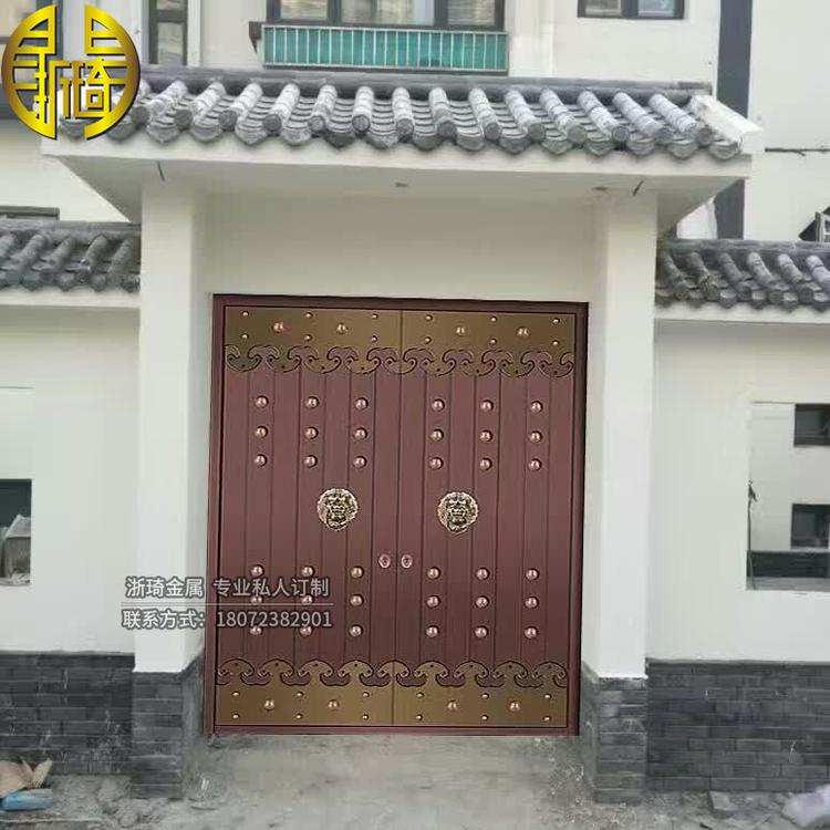 新中式仿古门 加厚型材和防潮PVC板填充 不变形 新中式仿古门 纯紫铜锁盒 真材实料