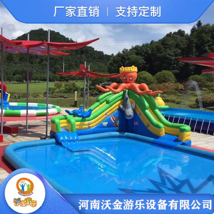 沃金供应充气水上滑梯 移动乐园充气水滑梯 环保材质 安全无毒