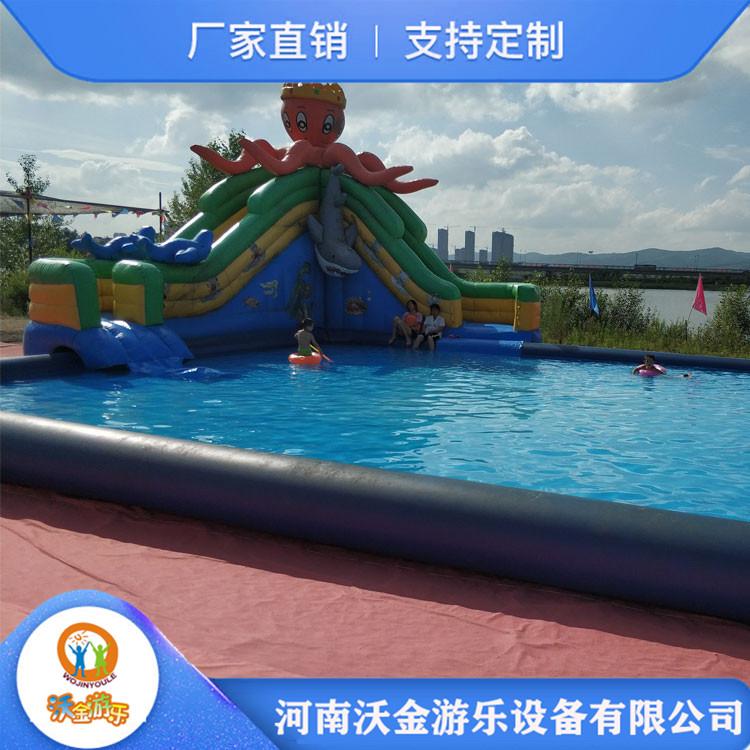 沃金供应充气水上滑梯 移动乐园充气水滑梯 欢迎来电咨询订购