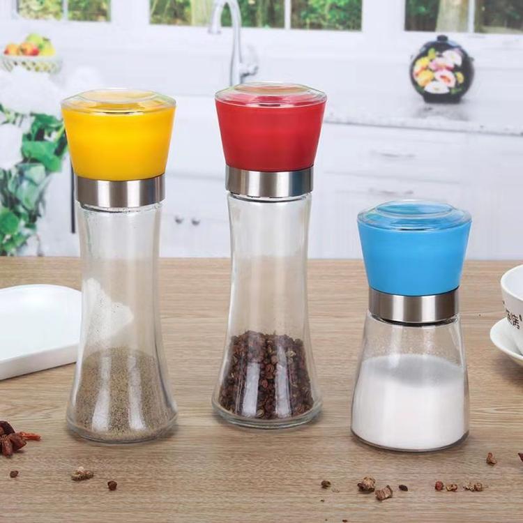 批发_不锈钢玻璃胡椒研磨器_胡椒粉花椒咖啡研磨器_手动黑胡椒研磨瓶
