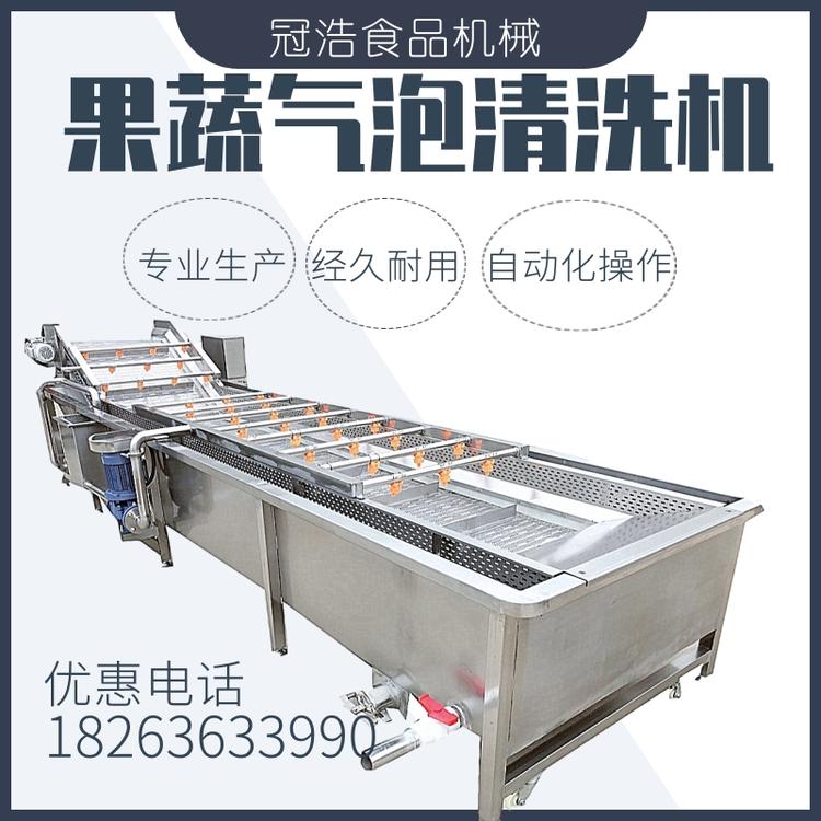 蔬菜气泡清洗机葡萄桃子西红柿辣椒清洗洗萝卜 螺丝菜洗果机毛辊清洗机