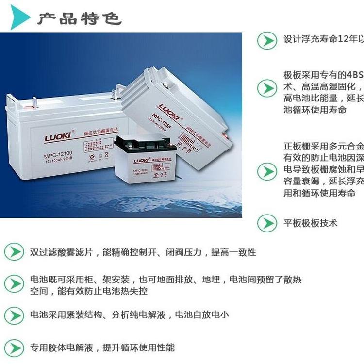 LUOKI蓄电池MPC12-100CH 12V100AH蓄电池 免维护储能电源