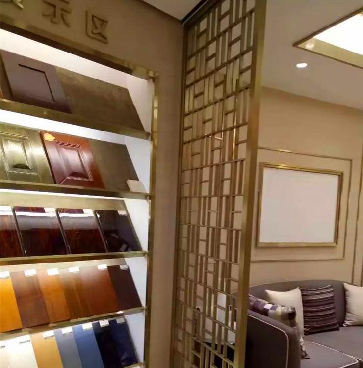 客厅玄关不锈钢屏风定制 酒店工程金属花格 新中式不锈钢屏风隔断