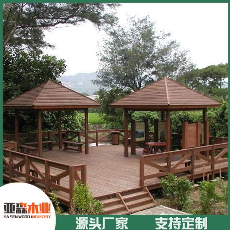 定制防腐木凉亭 防腐木仿古凉亭 双层六角凉亭