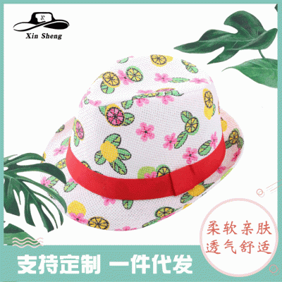 现货批发韩版宝宝小礼帽 儿童桃心顶帽 男女童帽盆帽爵士帽圆顶翻边帽子