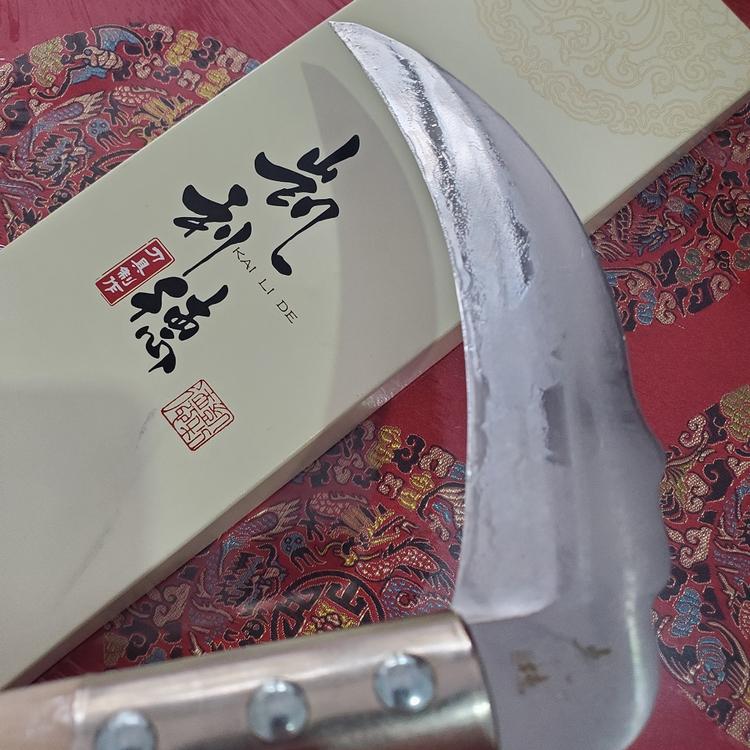 锰钢农用长柄月牙镰刀 割草刀 户外钓鱼除草割玉米割菜刀 长木柄镰刀122 122铬钢镰刀带木柄