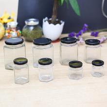批发_六角玻璃瓶_1斤装六棱蜂蜜瓶380ml酱菜罐头瓶_即食燕窝瓶子带盖可定制