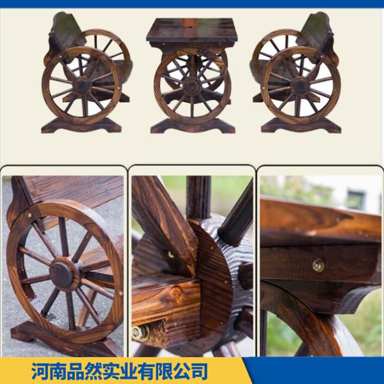 户外连体休闲实木餐桌椅组合 户外防腐木桌椅厂家 防雨防晒 不易变形