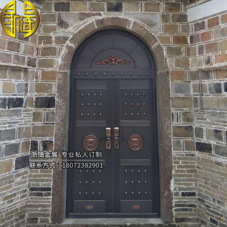 可定制中式仿古庭院寺庙大门 浙琦真铜双开门别墅纯铜进户门定制