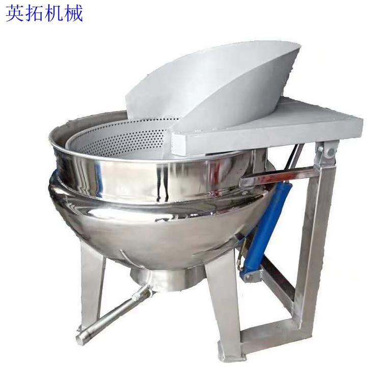 夹层锅出厂价供应 【英拓】夹层锅制作辣椒酱 可倾斜搅拌带刮底刮边 燃气加热夹层锅 电加热行星搅拌夹层