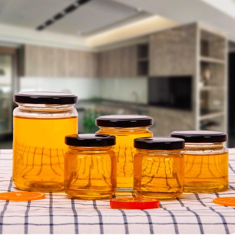 厂家直供100l圆形酱菜瓶蜂蜜瓶_120ml水果罐头辣椒酱瓶_带盖密封罐储物瓶可定制多尺寸可选