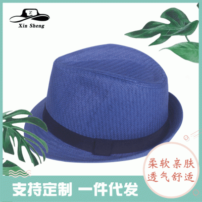 现货批发新款时尚拉菲草小礼帽 英伦小礼帽沙滩草帽百搭爵士帽童帽