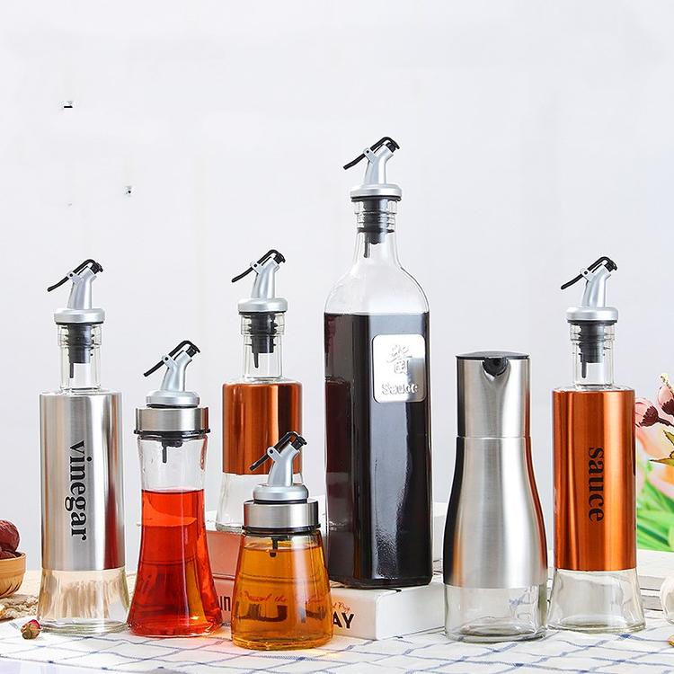 【厂家直供】批发_500ml酱油瓶_玻璃油壶厨房用品_250ml不锈钢油瓶醋瓶酒瓶创意调味瓶