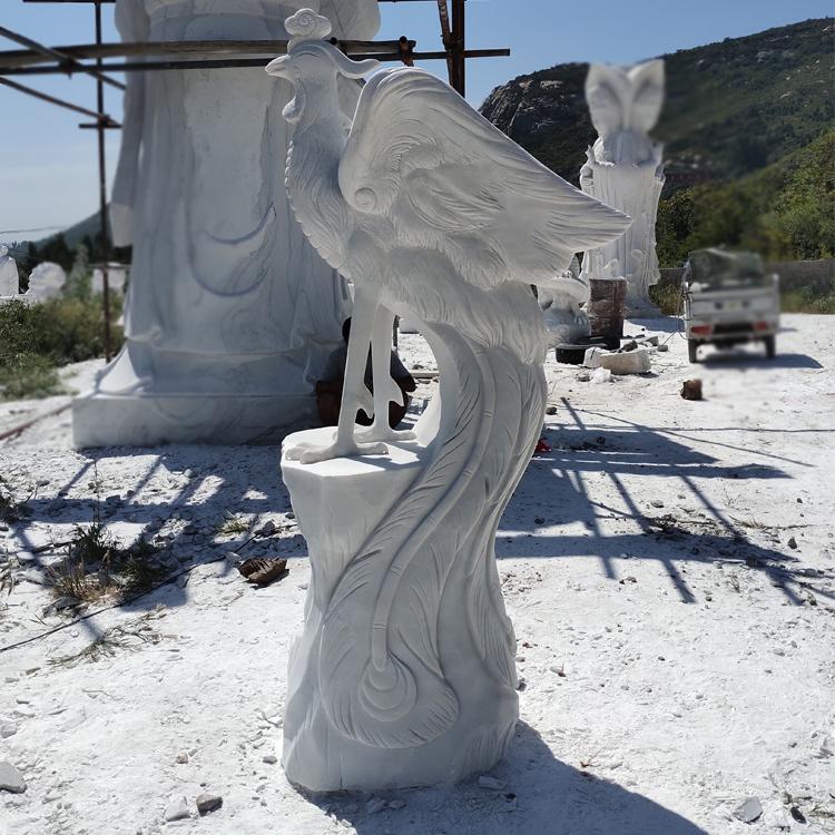 石雕汉白玉凤凰雕塑 白鸟至尊 百鸟朝凤雕塑 丹凤雕塑公园摆件