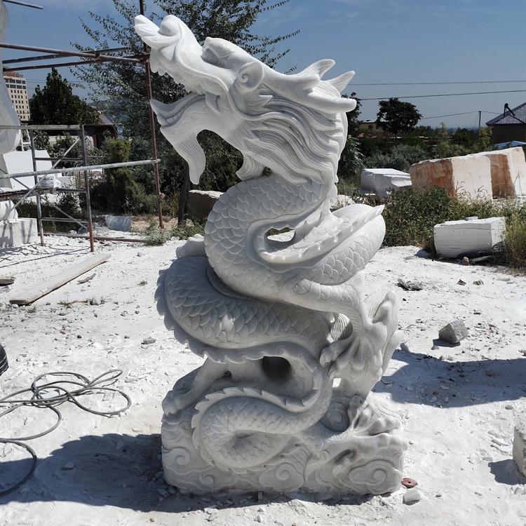 石雕龙雕塑 汉白玉石雕龙雕像上古神兽神龙雕塑