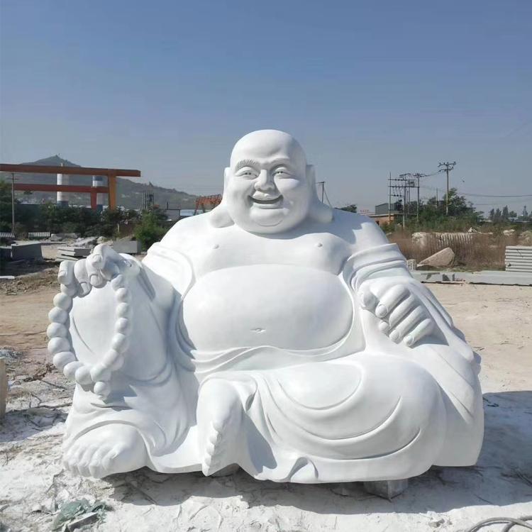 厂家直销石雕汉白玉笑和尚布袋和尚大肚佛雕像摆件