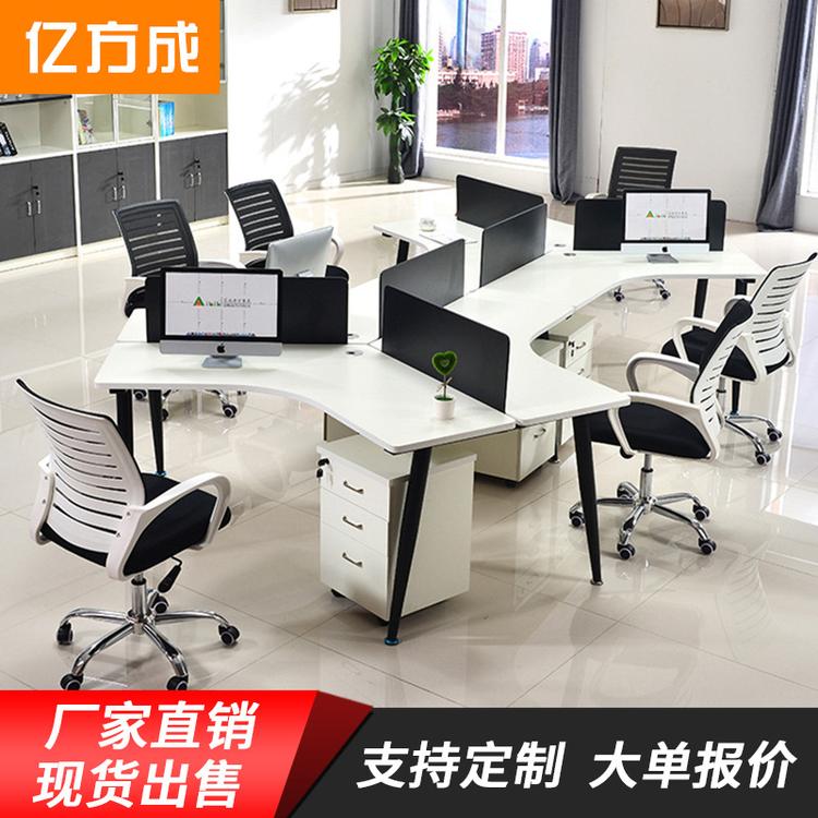 广东厂家直销 3人位办公桌 简约现代6人位钢架职员电脑桌椅组合批发