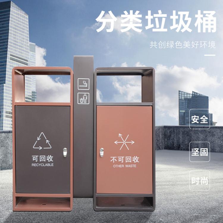 仿古景区公园垃圾桶 户外垃圾桶果皮箱 环卫钢板垃圾桶 40L二分类垃圾箱 郑州垃圾桶 河南垃圾桶