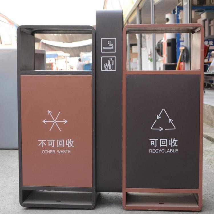 40L二分类垃圾箱 户外垃圾桶果皮箱 环卫钢板垃圾桶 郑州垃圾桶 河南垃圾桶