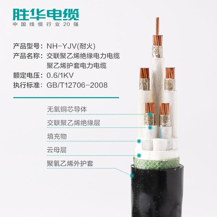 胜华电缆厂家 电线电缆   NH-YJV 0.6/1KV耐火铜电缆 4-400平方 1/2/3/4/5芯  交联聚乙烯绝缘铜芯电力电缆  国标   厂家直销 河南电缆厂  库存