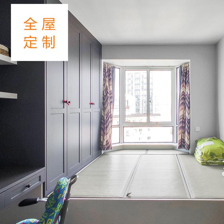 厦门全屋定制家具厂简约榻榻米定制卧室床膜压儿童房榻榻米 衣柜书柜架定做定金