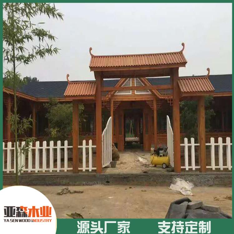批发直供防腐木碳化木质牌坊 别墅防腐木门楼 防腐木门楼价格