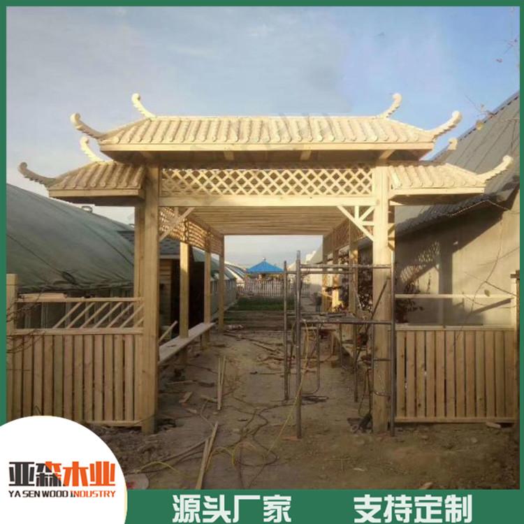 古建实木门楼牌坊 景区防腐木门楼 防腐木门楼定制