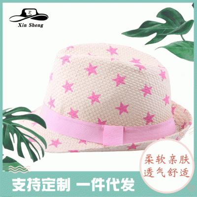厂家现货批发2019儿童帽子夏季儿童小礼帽 印花儿童帽子男女宝宝潮小礼帽