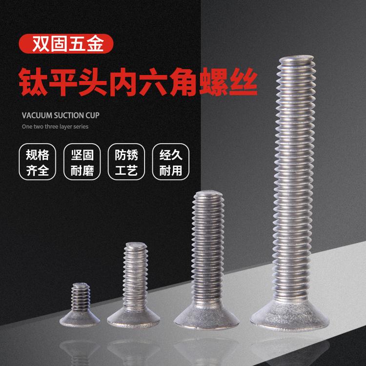 厂家直销钛螺丝批发TA2纯钛沉头内六角螺丝钛平台内六角螺栓螺丝杆 M6*8*10*12*16-50