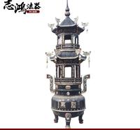 厂家直销定制大型寺庙宝鼎 铜雕三层佛教塔式宝鼎 性价比高