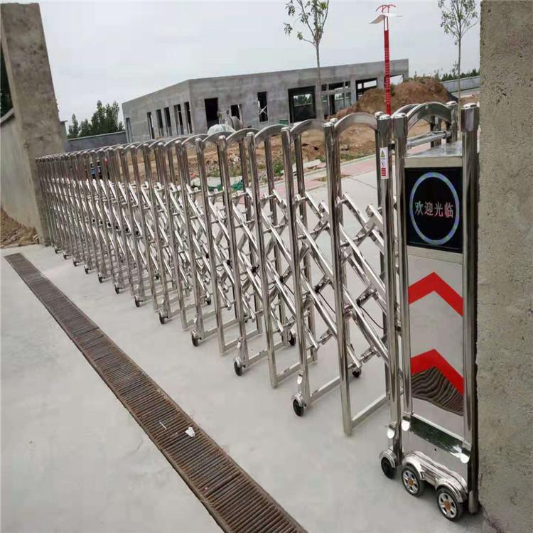 电动伸缩门 学校工厂自动不锈钢智能遥控伸缩门 工地折叠伸缩门 厂家推拉门