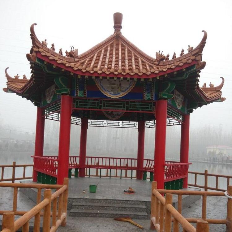 定制六角凉亭 防腐木长廊碳化木六角凉亭 庭院景观设计古建亭子