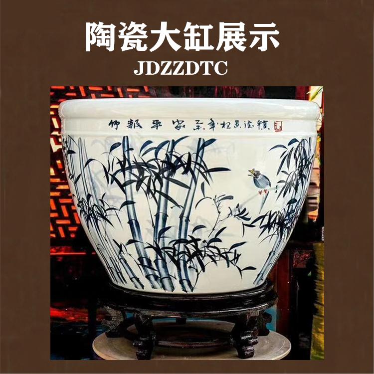 景德镇刻字瓷器大缸 养鱼大缸 睡莲荷花陶瓷大缸 庭院瓷器大缸