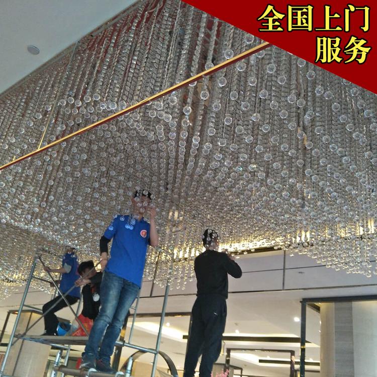 武侯区 高级酒店饭店会所大堂水晶灯清洗服务  家装别墅宴会厅大型酒店工程灯具  非标工程灯具水晶吊灯维修定制