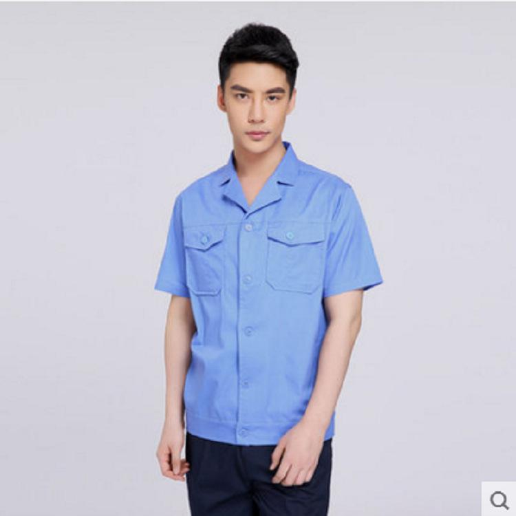 厂家定制生产夏季新款短袖工作服车间技术工程服立体修身厂区劳保服