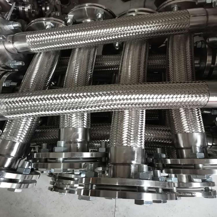 304不锈钢编织网法兰波纹管高温高压蒸汽软连接配对法兰金属软管