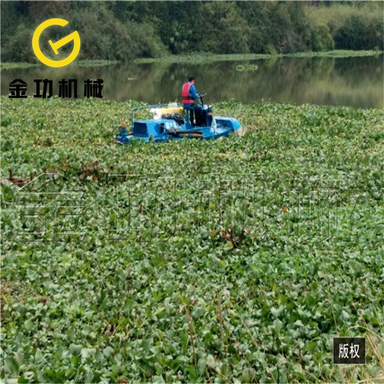 丽江全自动液压水草水葫芦粉碎设备 大型全自动割草船  景区风景碎草船