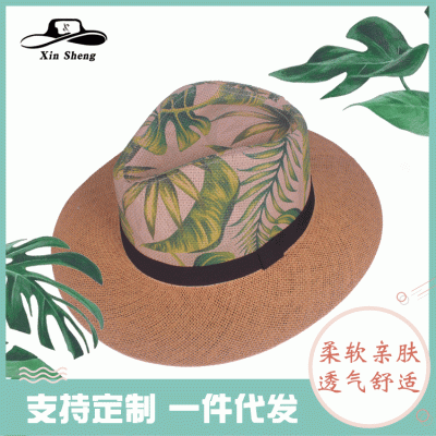 厂家定制生产创意款可爱印花小礼帽 韩版新款儿童帽旅游沙滩遮阳防晒草帽