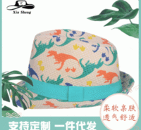 厂家长期定制出售儿童太阳帽 韩版亲子遮阳帽卷边圆顶帽翻边沙滩礼帽印花爵士帽