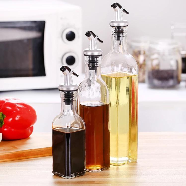 旭淼批发_500ml现货厨房用品玻璃瓶_油瓶酱油瓶网红家用油壶_油嘴漏斗油瓶多款可选