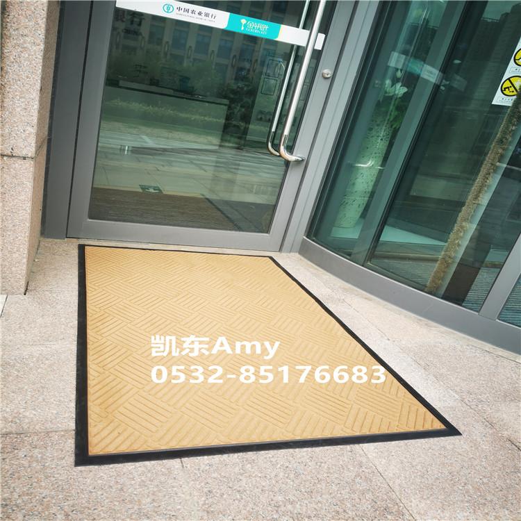 入口门垫 青岛凯东天然胶底植绒门垫 防尘吸水压花门垫 防尘防滑擦鞋垫