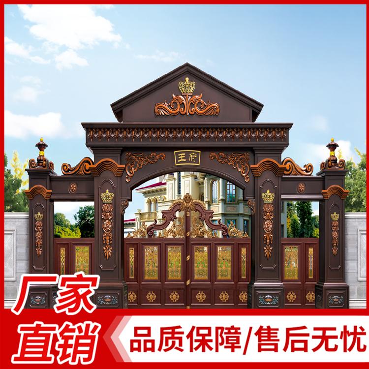 双开花园大门别墅入户大门 铝艺门头厂家直销别墅大门别墅铝艺门头