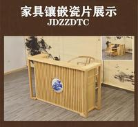 橡木镶嵌瓷板画 红木镶嵌青花瓷片 鸡翅木镶嵌青花瓷板