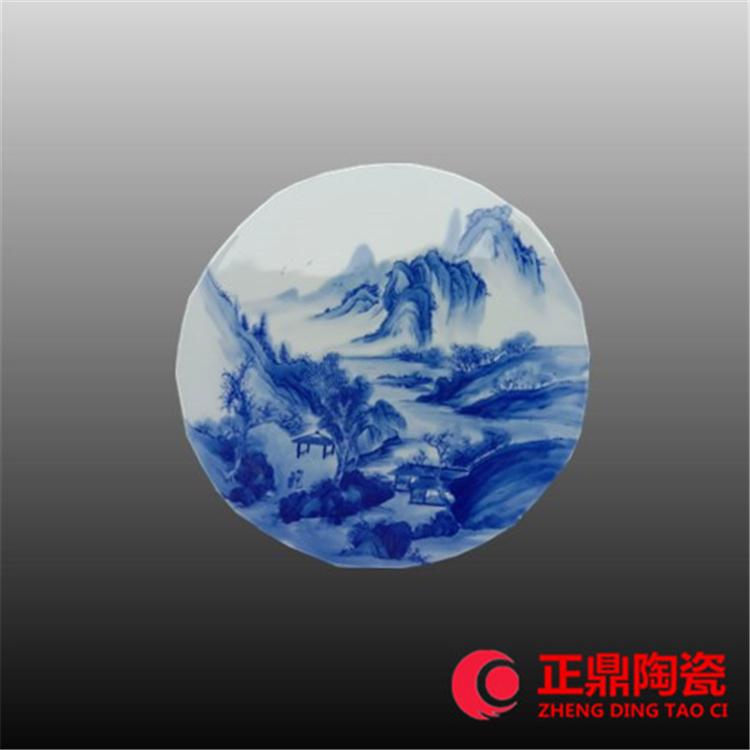 手绘贴花青花瓷片定做 青花粉彩瓷板画定做景德镇陶瓷